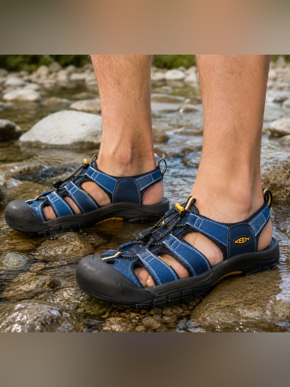 KEEN Newport Sport Sandals Blue Yellow Men’s US 9.5 UK 8.5 Hiking Water Shoes